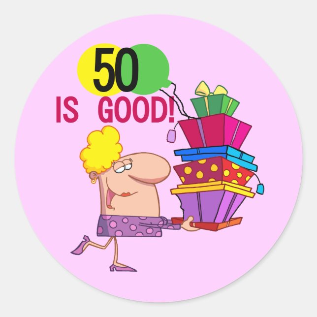 50 ist gute T - Shirt und Geschenke Runder Aufkleber (Vorderseite)