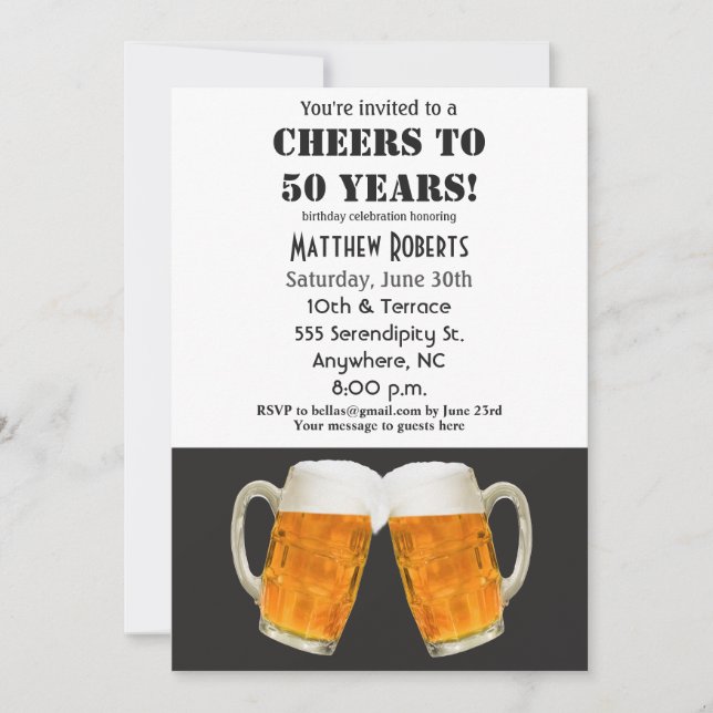 50 Jahre 50. Geburtstagsfeier Einladung (Vorderseite)