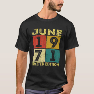 50 Jahre alt erschüttert Juni 1971 Dekorationen 50 T-Shirt