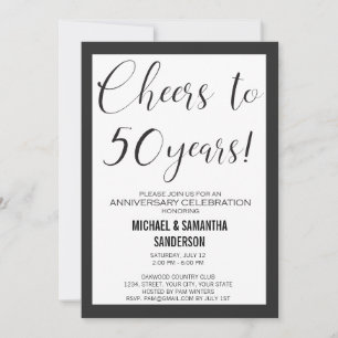 50 Jahre alt Hochzeit Schwarz-Weiß-Moderne Einladung