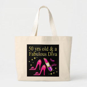 50 JAHRE ALT UND EINE SCHÖNE DIVA JUMBO STOFFBEUTEL
