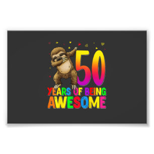 50 Jahre alte Geburtstagsfaultier Dabbing 50. Gebu Fotodruck