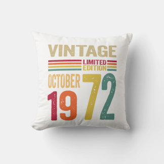 50 Jahre alte Geschenke Vintage Oktober 1972  Kissen