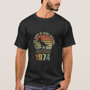 50 Jahre alter Dinosaurier Vintag Januar 1974 50. T-Shirt