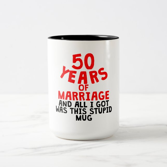 50 Jahre der Heirat Zweifarbige Tasse (Mittel)