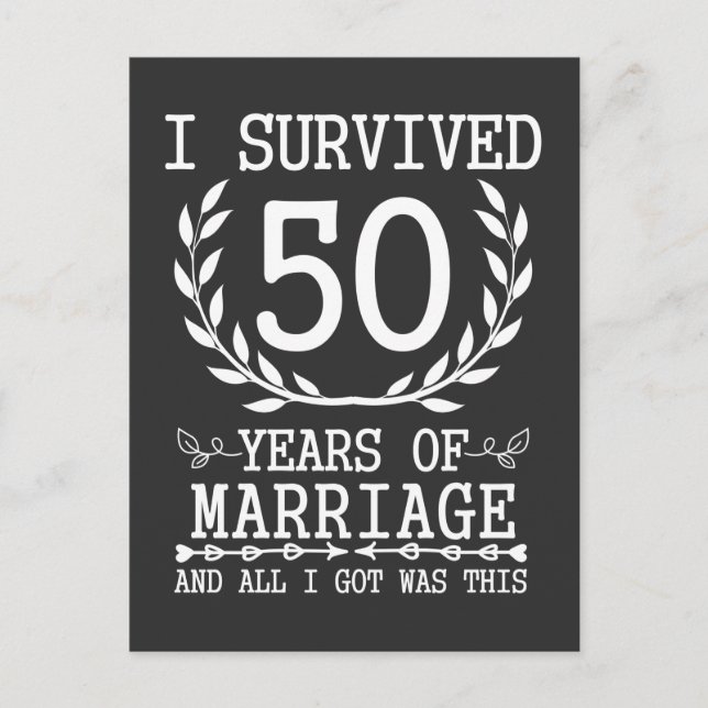 50 Jahre Ehemänner Ehefrau 50. Hochzeit Postkarte (Vorderseite)