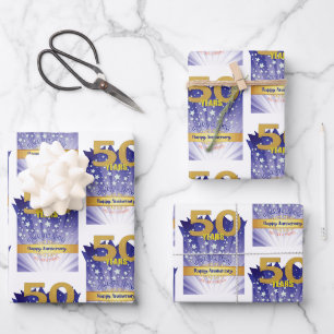 50 Jahre Erholung Jahrestag kühne Zahl Geschenkpapier Set