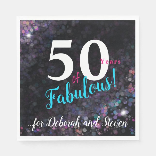 50 Jahre fabelhafter, farbenfroher Glitzer Serviette (Vorderseite)