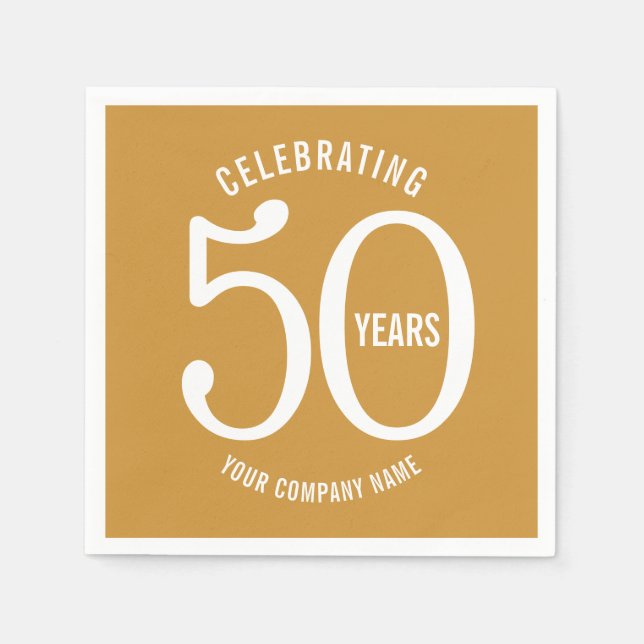 50 Jahre Firmenjubiläum Party golden Serviette (Vorderseite)