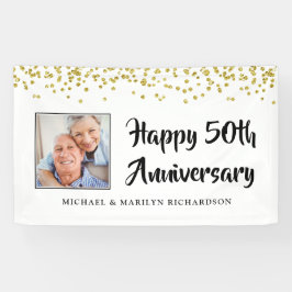 50 Jahre Foto Gold Confetti Banner