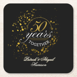 50 Jahre gemeinsam Goldenes Hochzeitsszenario-Part Rechteckiger Pappuntersetzer