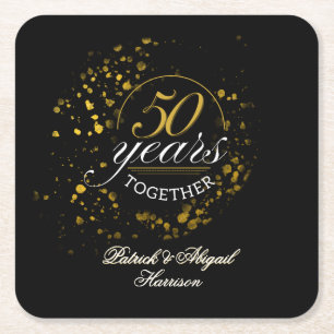 50 Jahre gemeinsam Goldenes Hochzeitsszenario-Part Rechteckiger Pappuntersetzer