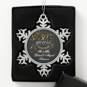 50 Jahre gemeinsam Goldenes Hochzeitstipendium Schneeflocken Zinn-Ornament