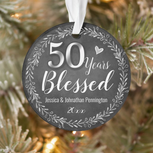 50 Jahre gesegnetes Hochzeitstil Ornament (Baum)