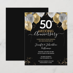 50 Jahre Gold Balloons Budget Einladungen