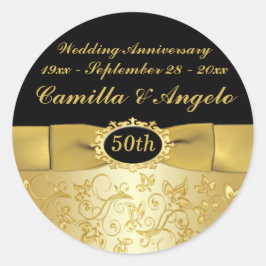 50 Jahre Gold, Black 1.5" Round Sticker