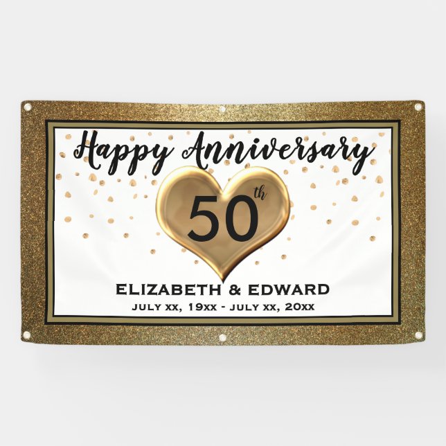 50 Jahre Gold Confetti - Hanging Banner (Horizontal)