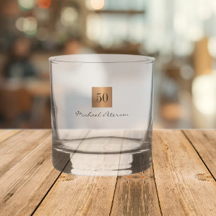 50 Jahre Gold elegantes Skript Name personalisiert Whiskyglas