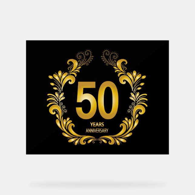 50 Jahre Gold Glitzer Jubiläum Acrylschild (Vorderseite)