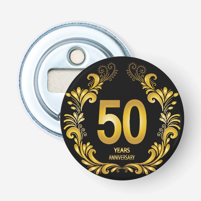 50 Jahre Gold Glitzer Jubiläum Flaschenöffner (Vorderseite)