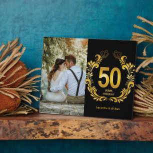 50 Jahre Gold Glitzer Jubiläum Foto Fotoplatte