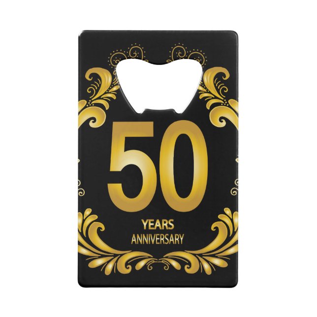 50 Jahre Gold Glitzer Jubiläum Geldbeutel Flaschenöffner (Vorderseite)