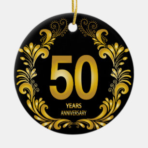 50 Jahre Gold Glitzer Jubiläum Keramik Ornament