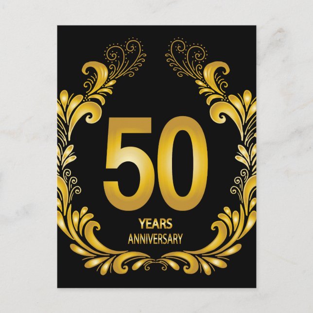 50 Jahre Gold Glitzer Jubiläum Postkarte (Vorderseite)