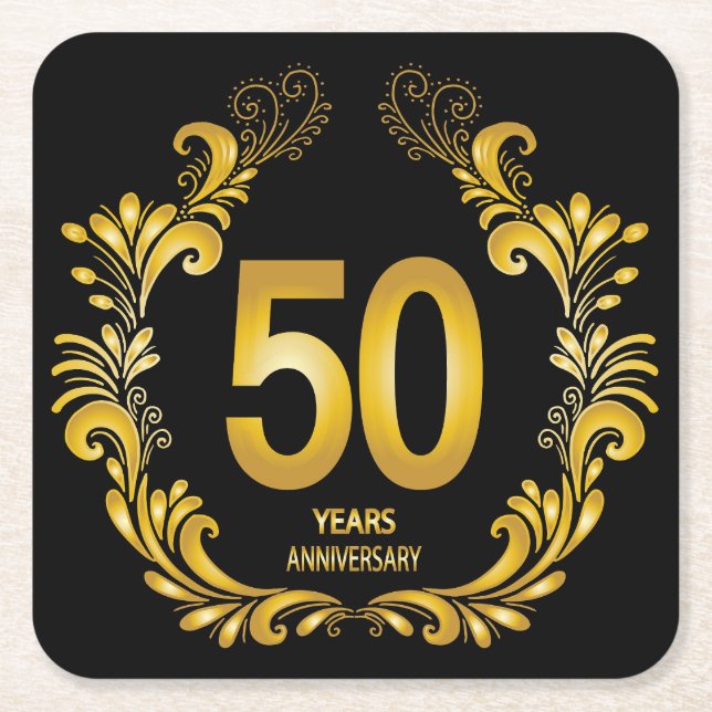 50 Jahre Gold Glitzer Jubiläum Rechteckiger Pappuntersetzer (Vorderseite)