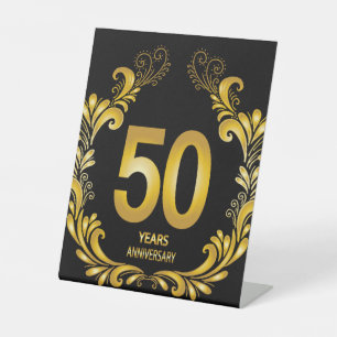50 Jahre Gold Glitzer Jubiläum Sockelschild