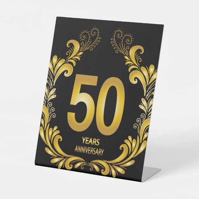 50 Jahre Gold Glitzer Jubiläum Sockelschild (Vorderseite)