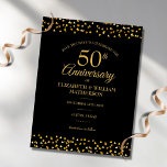 50 Jahre Gold Hearts Save the Date Ankündigungspostkarte<br><div class="desc">Entworfen,  um mit unserer 50-jährigen Golden Hearts Kollektion zu koordinieren. Mit schicken goldenen Herzen Konfetti. Personalisieren Sie mit Ihrem besonderen 50 Jahre goldenen Jubiläum Save the Date Details in eleganter Typografie. Entwickelt von Thisisnotme©</div>