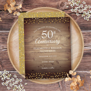 50 Jahre Gold Hört rustikal Save the Date Ankündigungspostkarte