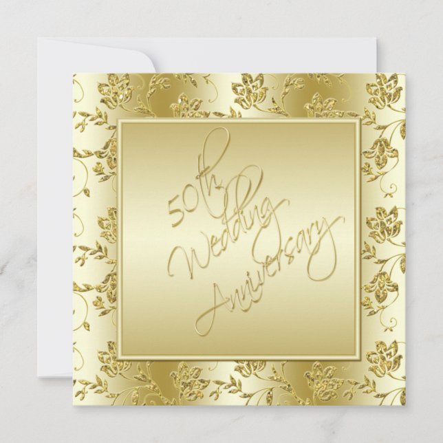 50 Jahre Gold IMITATE Glitzer Einladung (Vorderseite)