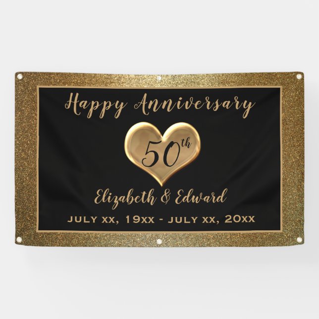 50 Jahre Gold Sparkle - Hanging Banner (Horizontal)