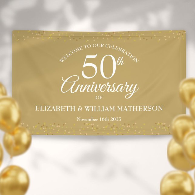 50 Jahre Gold Staub Confetti Willkommen Banner (50th Anniversary Gold Dust Confetti Welcome Banner)