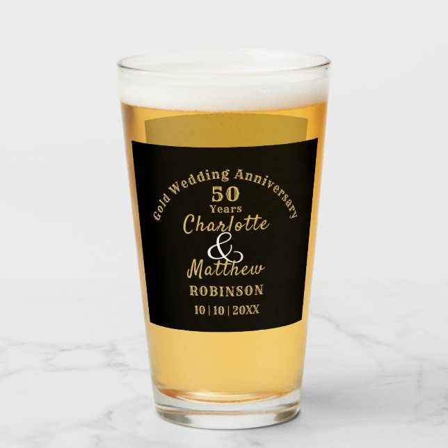50 Jahre Gold Wedding Geschenk Personalisiert Glas (Vorne (Gefüllt))