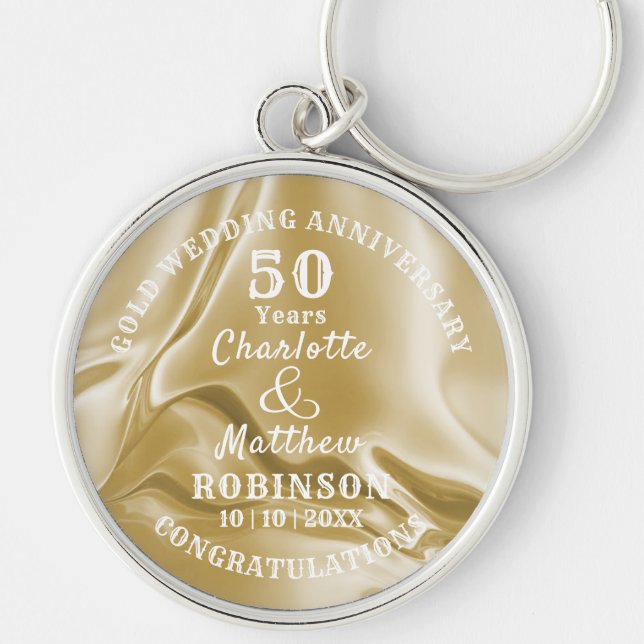 50 Jahre Gold Wedding Geschenk Personalisiert Schlüsselanhänger (Vorne)