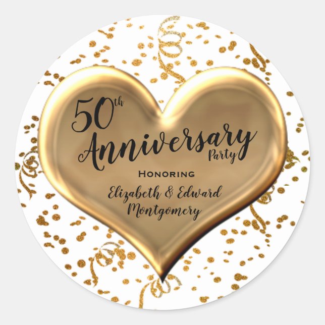 50 Jahre - Goldener Sparkle - Rundsticker Runder Aufkleber (Vorderseite)