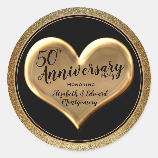 50 Jahre - Goldener Sparkle - Rundsticker Runder Aufkleber (Vorderseite)