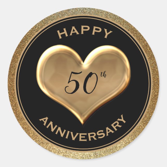 50 Jahre - Goldener Sparkle - Rundsticker Runder Aufkleber (Vorderseite)
