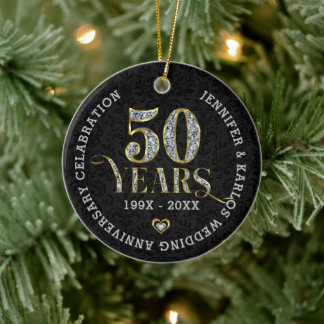 50 Jahre Goldhochzeit Jubiläum Keramik Ornament