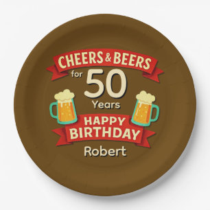 50 Jahre Happy Birthday NAME 9" Pappteller