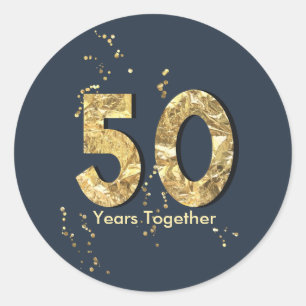 50 Jahre Hochzeitsszenario Party Typografie Runder Aufkleber