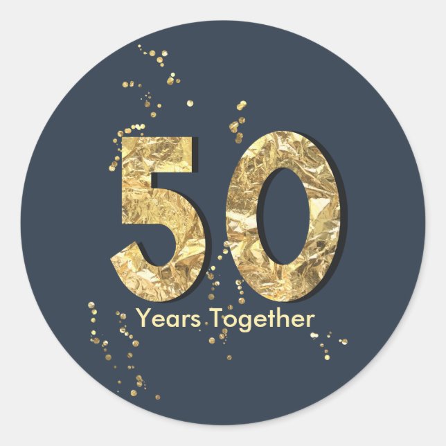 50 Jahre Hochzeitsszenario Party Typografie Runder Aufkleber (Vorderseite)