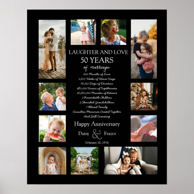 50 Jahre Hochzeitstag Foto Collage bearbeitbar Poster (Vorne)