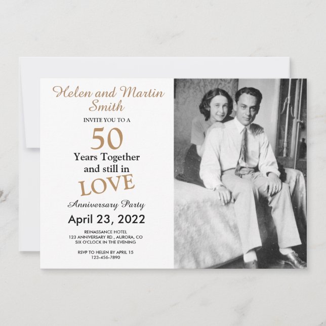50 Jahre Hochzeitstag-Party Einladung (Vorderseite)