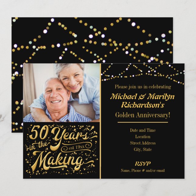 50 Jahre im Herbst - Goldenes Jubiläum Einladung (Vorne/Hinten)