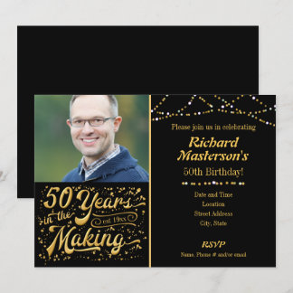 50 Jahre im Making Black & Gold 50. Geburtstag Einladung