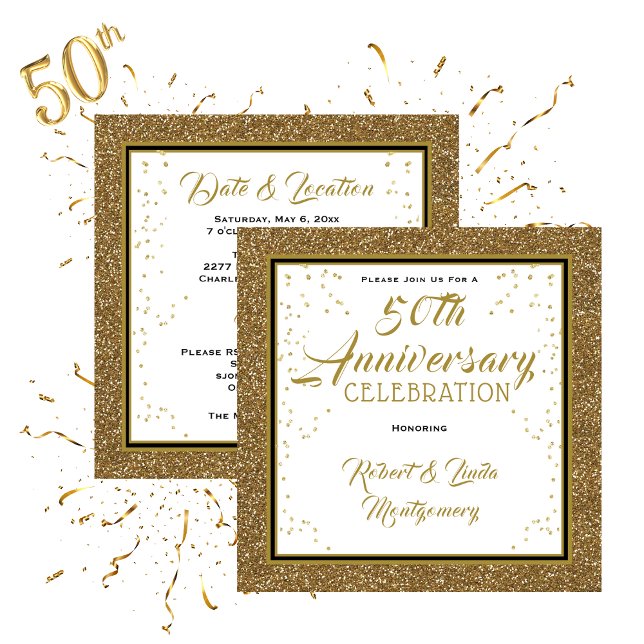 50 Jahre Jubiläum Elegant Gold Einladung (50th Anniversary Elegant Gold Invitation)